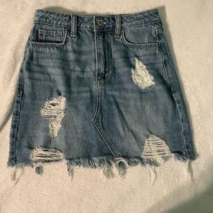 Hollister denim ripped skirt